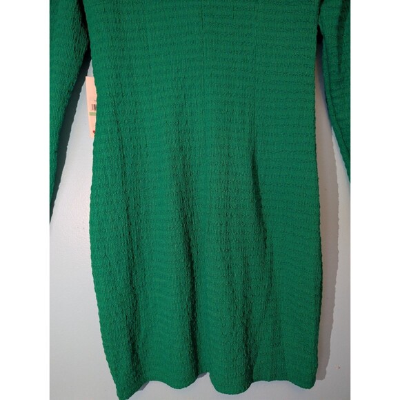 Siena Womens Textured Knit Bodycon Dress Long Sleeve V-Neck Size 8 Green NEW NWT - Picture 10 of 16